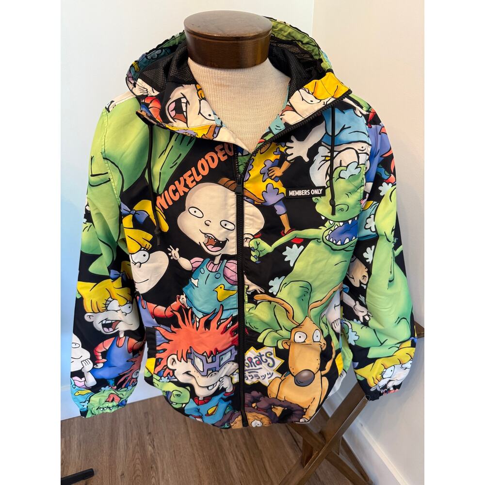 Members Only Nickelodeon Rugrats All Over Print Hooded Windbreaker Jacket Men L